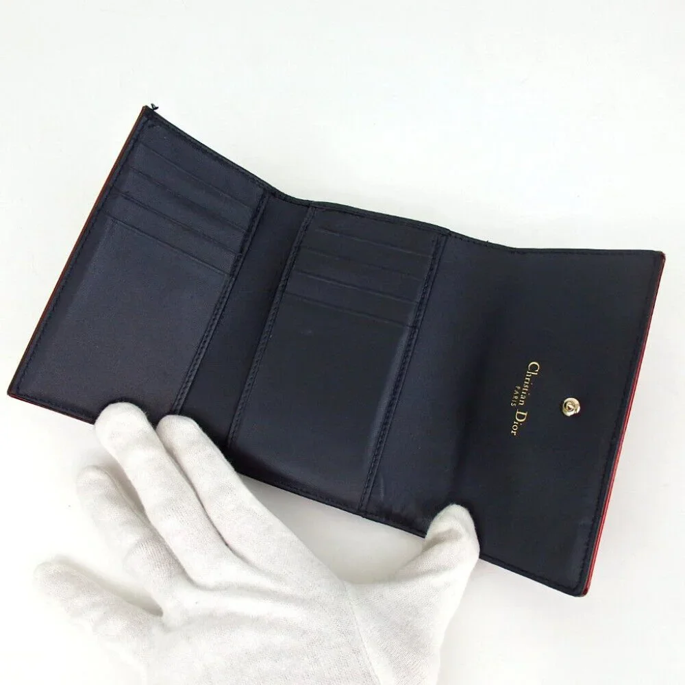 Authentic Christian Dior 26-MA-1107 Diorama Tri-fold wallet leather[Used]